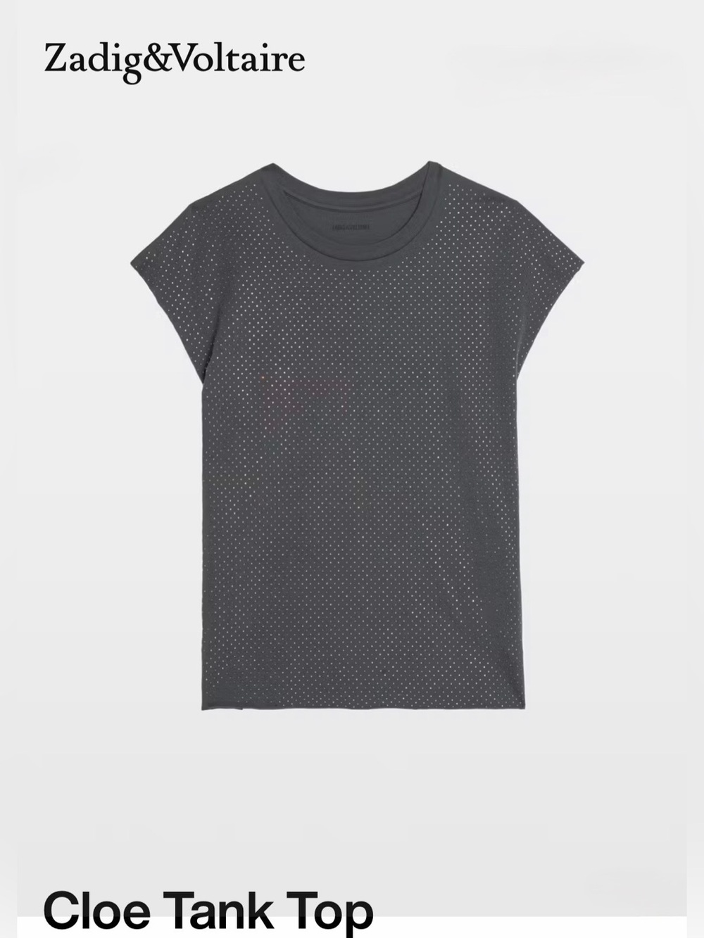 Zadig & Voltaire Charcoal Perforated Cloe Tank Top Size M/L